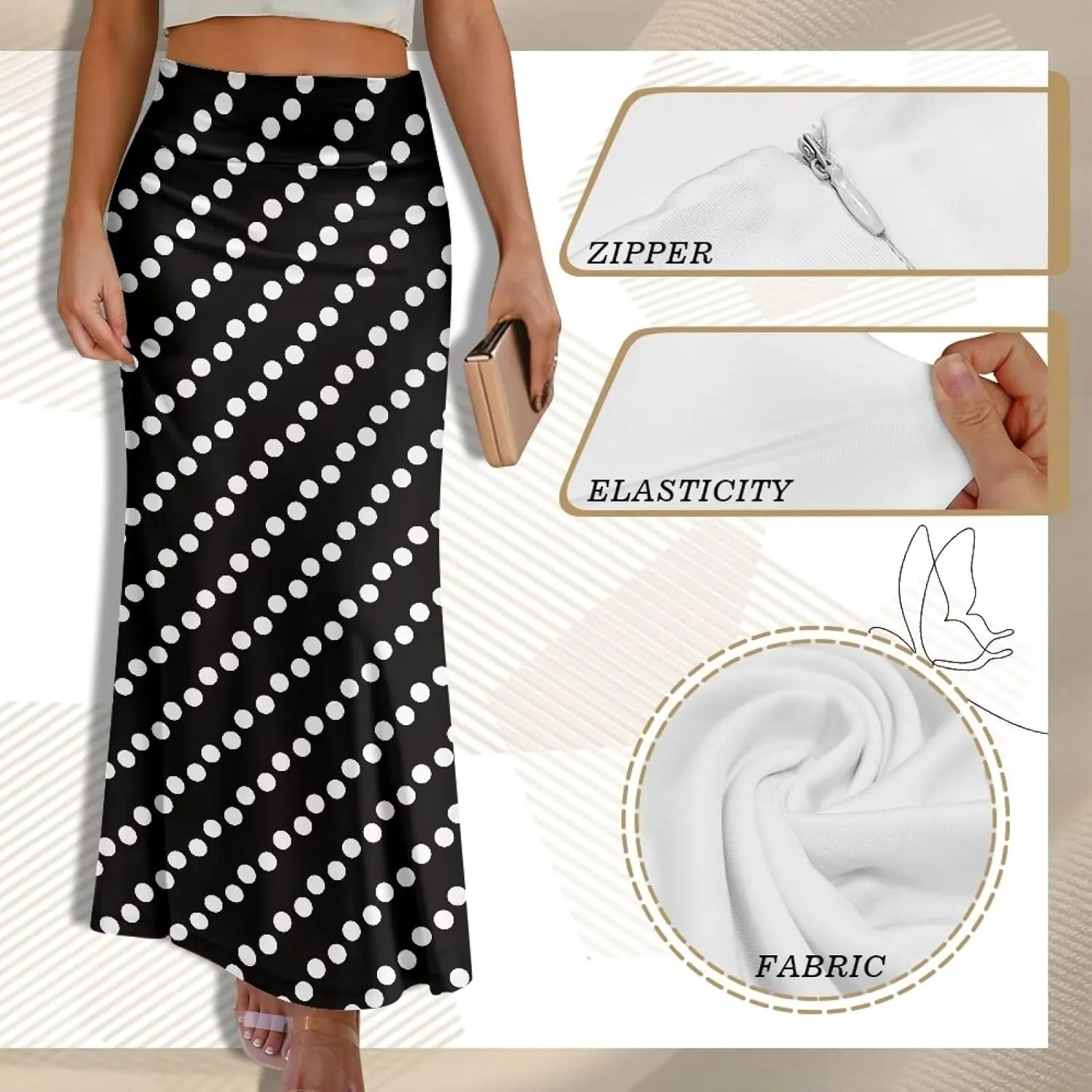 2024 Womens High Waist Maxi Long Skirts Sexy for Ladies Spring Summer Casual Formal Work Skirt Plus Size S-2XL