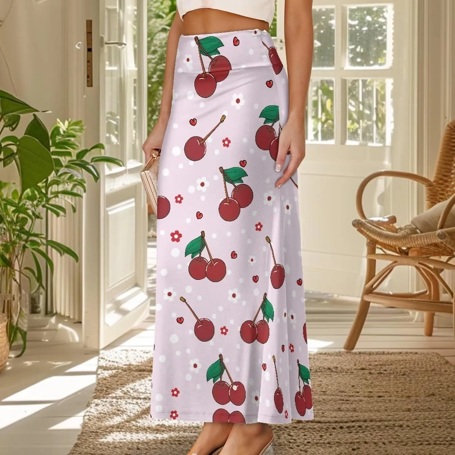 2024 Womens High Waist Maxi Long Skirts Sexy for Ladies Spring Summer Casual Formal Work Skirt Plus Size S-2XL