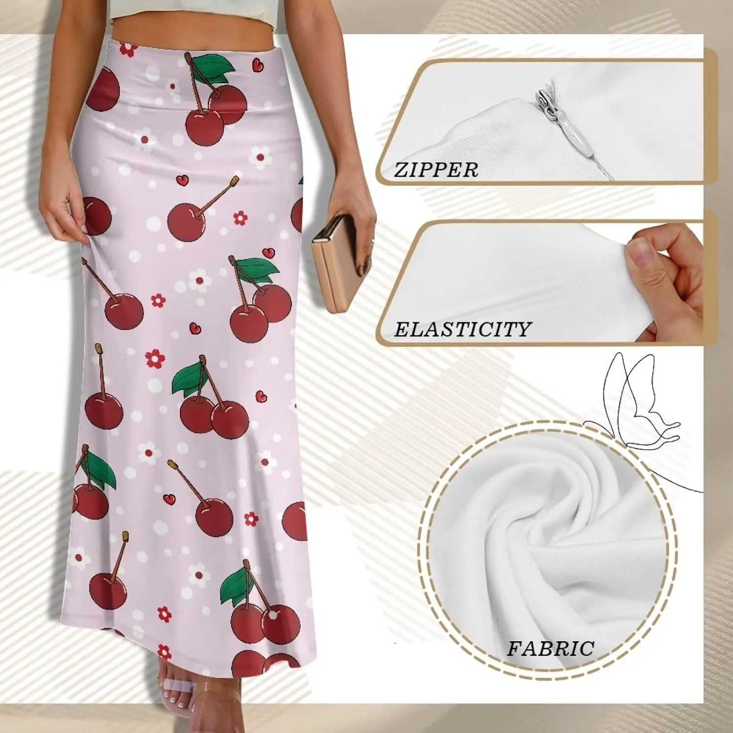 2024 Womens High Waist Maxi Long Skirts Sexy for Ladies Spring Summer Casual Formal Work Skirt Plus Size S-2XL