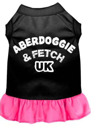 Aberdoggie Uk Screen Print Dress Black With Bright Pink Sm