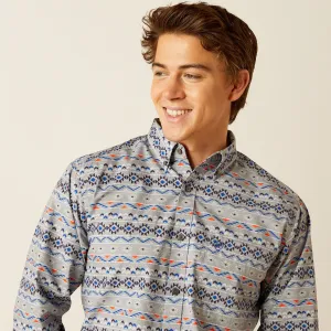 Ariat Men's Richie Grey/Blue Aztec Print Button Down
