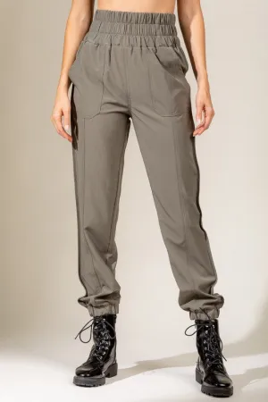 Avery Elastic Waist Jogger Pants-Olive