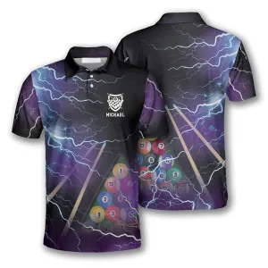 Billiard Pool Balls Thunder Lighting Custom Billiard Shirts for Men, Perfect Gift for Billiard Player