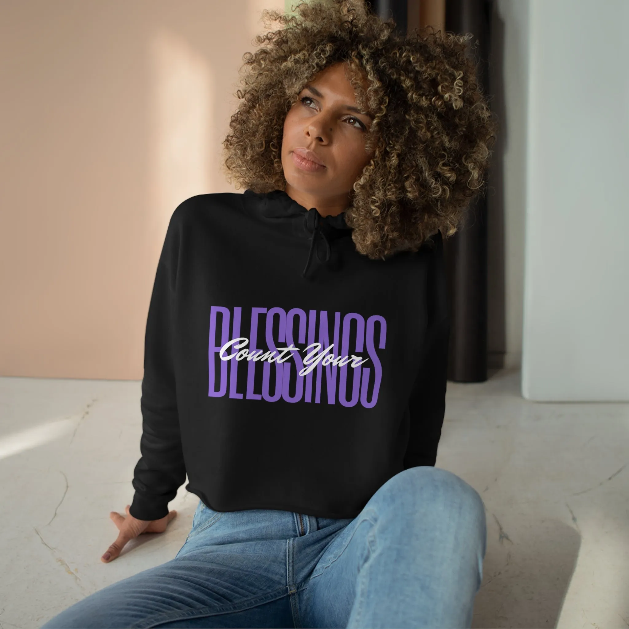 Blessings Crop Hoodie (Black)