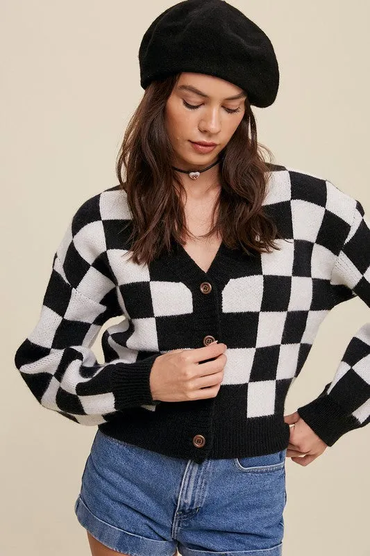 Bold Gingham Weaved Cardigan