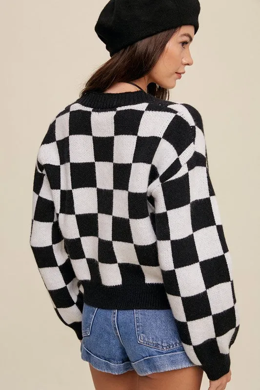 Bold Gingham Weaved Cardigan