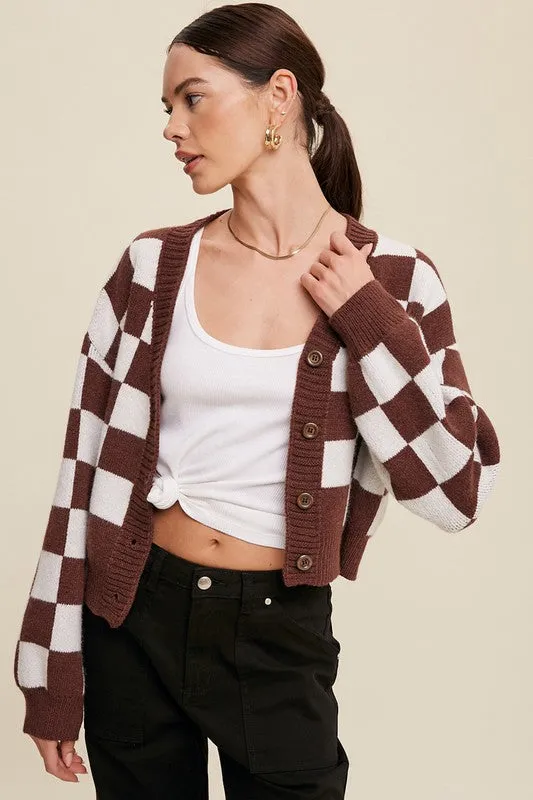 Bold Gingham Weaved Cardigan