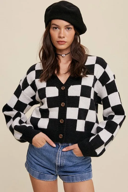 Bold Gingham Weaved Cardigan