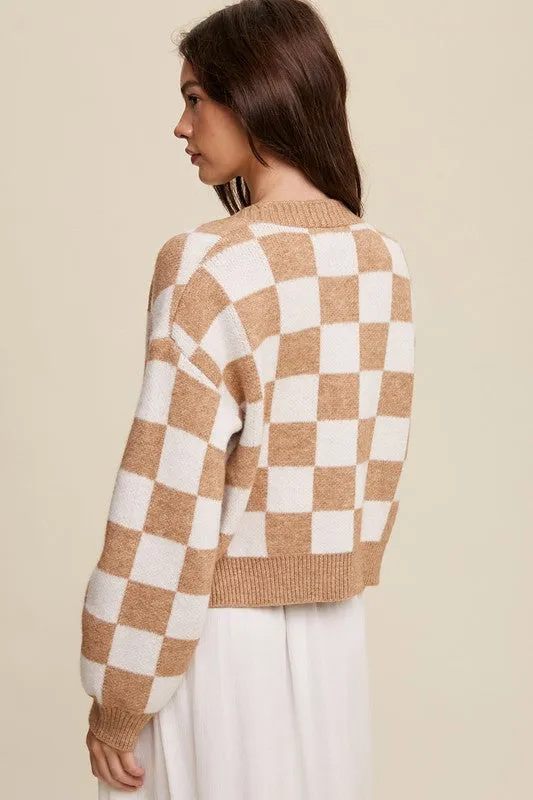 Bold Gingham Weaved Cardigan
