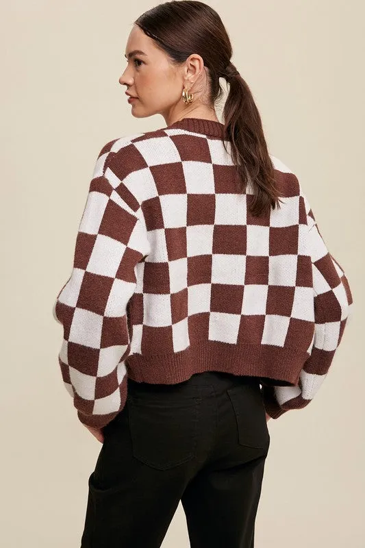 Bold Gingham Weaved Cardigan
