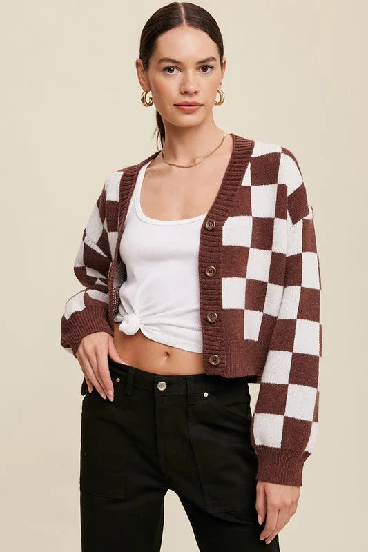 Bold Gingham Weaved Cardigan