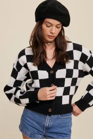 Bold Gingham Weaved Cardigan