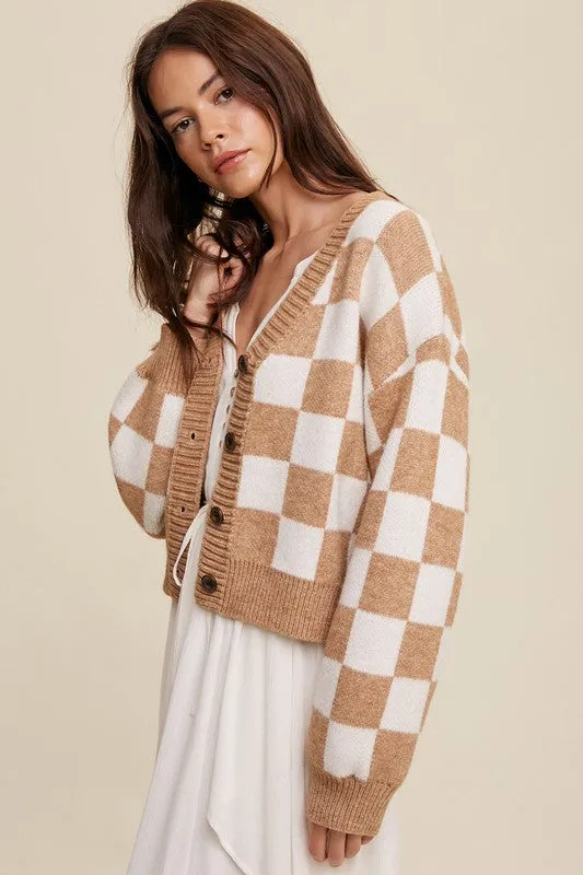 Bold Gingham Weaved Cardigan
