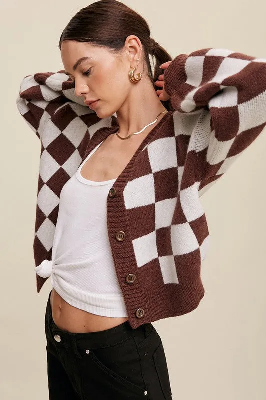 Bold Gingham Weaved Cardigan