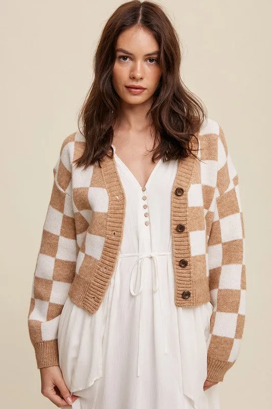 Bold Gingham Weaved Cardigan