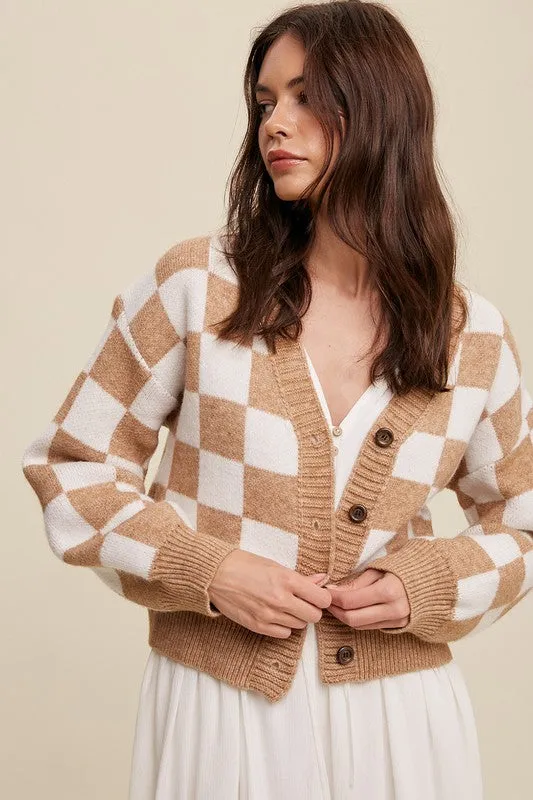 Bold Gingham Weaved Cardigan