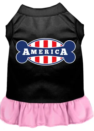 Bonely In America Screen Print Dress Black With Light Pink Xxl