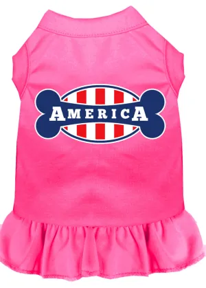 Bonely In America Screen Print Dress Bright Pink Xs