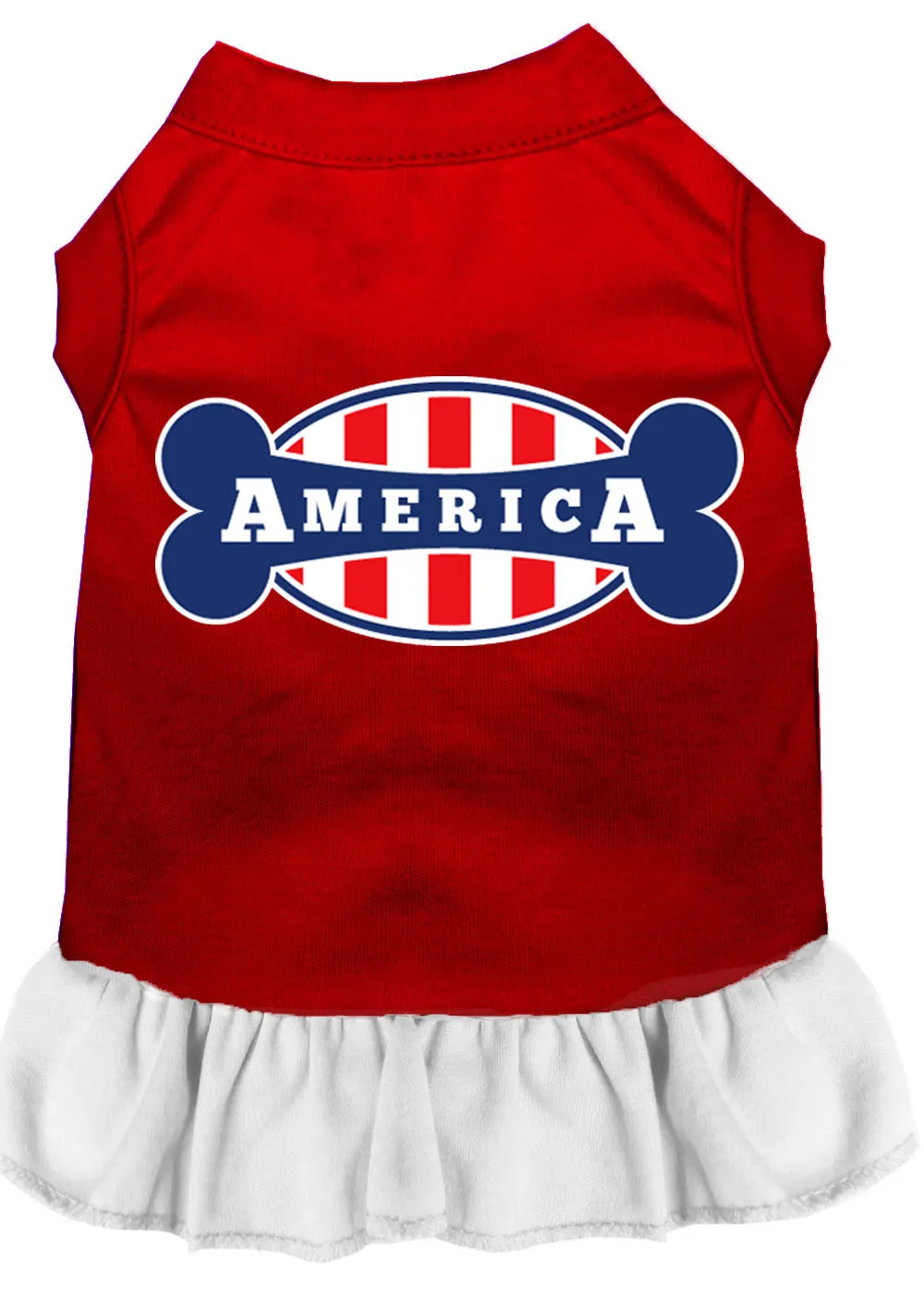 Bonely In America Screen Print Dress Red With White Lg