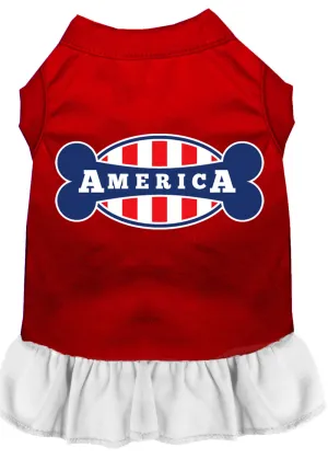 Bonely In America Screen Print Dress Red With White Lg