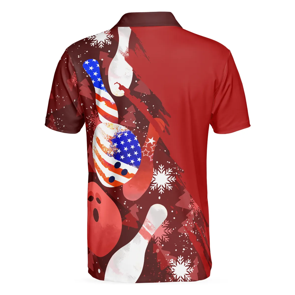 Bowling Men Polo Shirt - American Flag Christmas Bowling Ball and Pins Men Polo Shirt - Perfect Gift For Friend, Family, Bowling Lovers