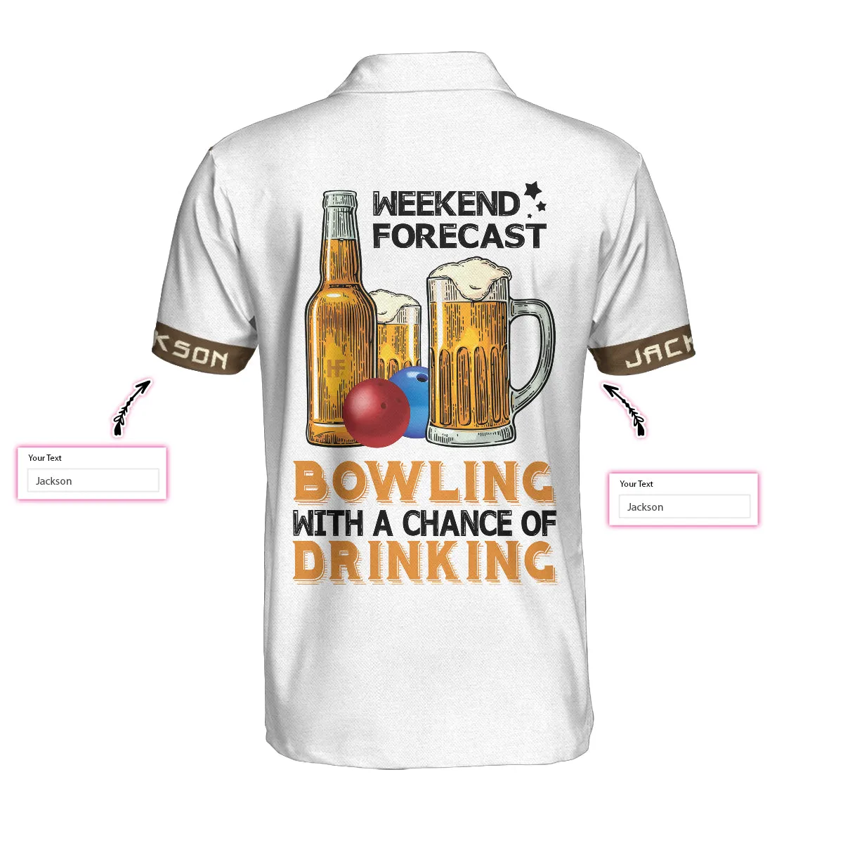 Bowling Men Polo Shirt - Bowling Weekend Forecast Custom Polo Shirt, Personalized Bowling Shirt For Beer Lovers - Perfect Gift For Friend, Family, Bowling Lovers