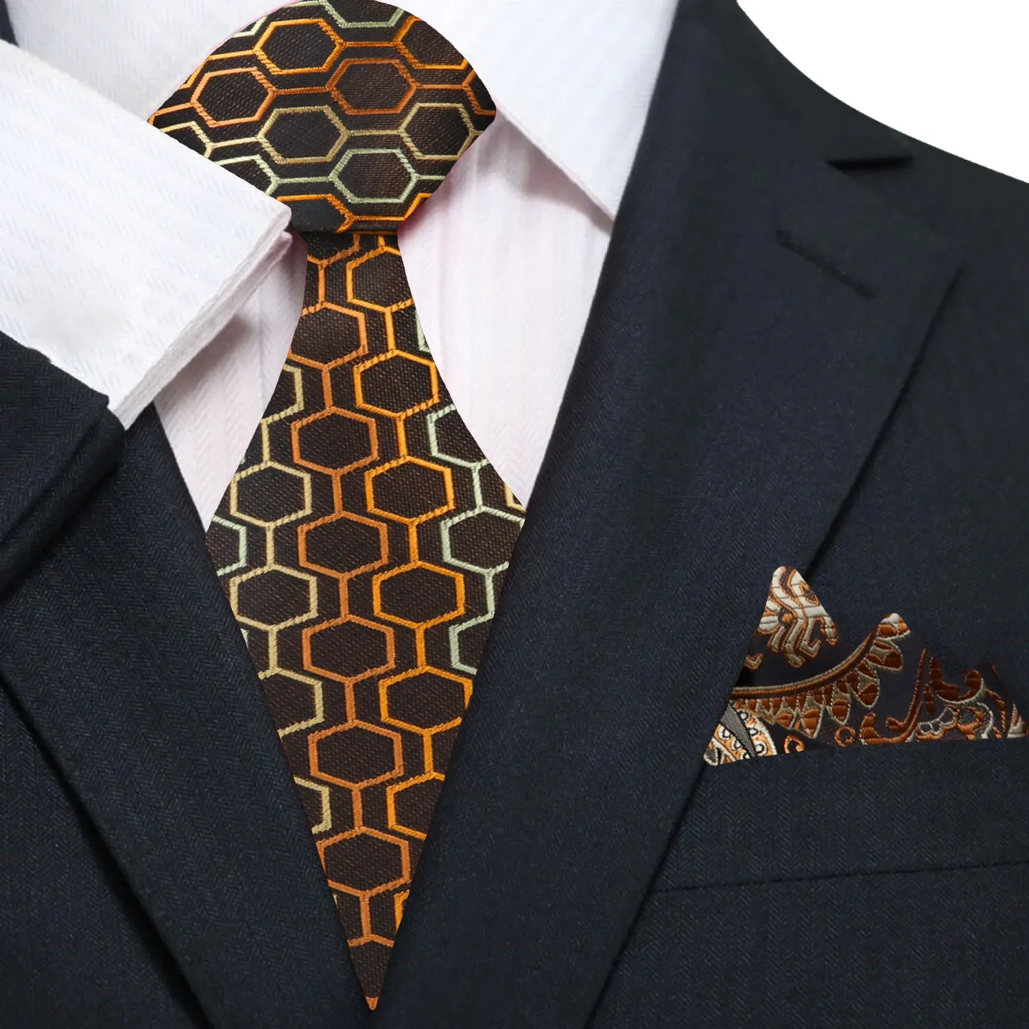 Brown 3D Geometric Necktie