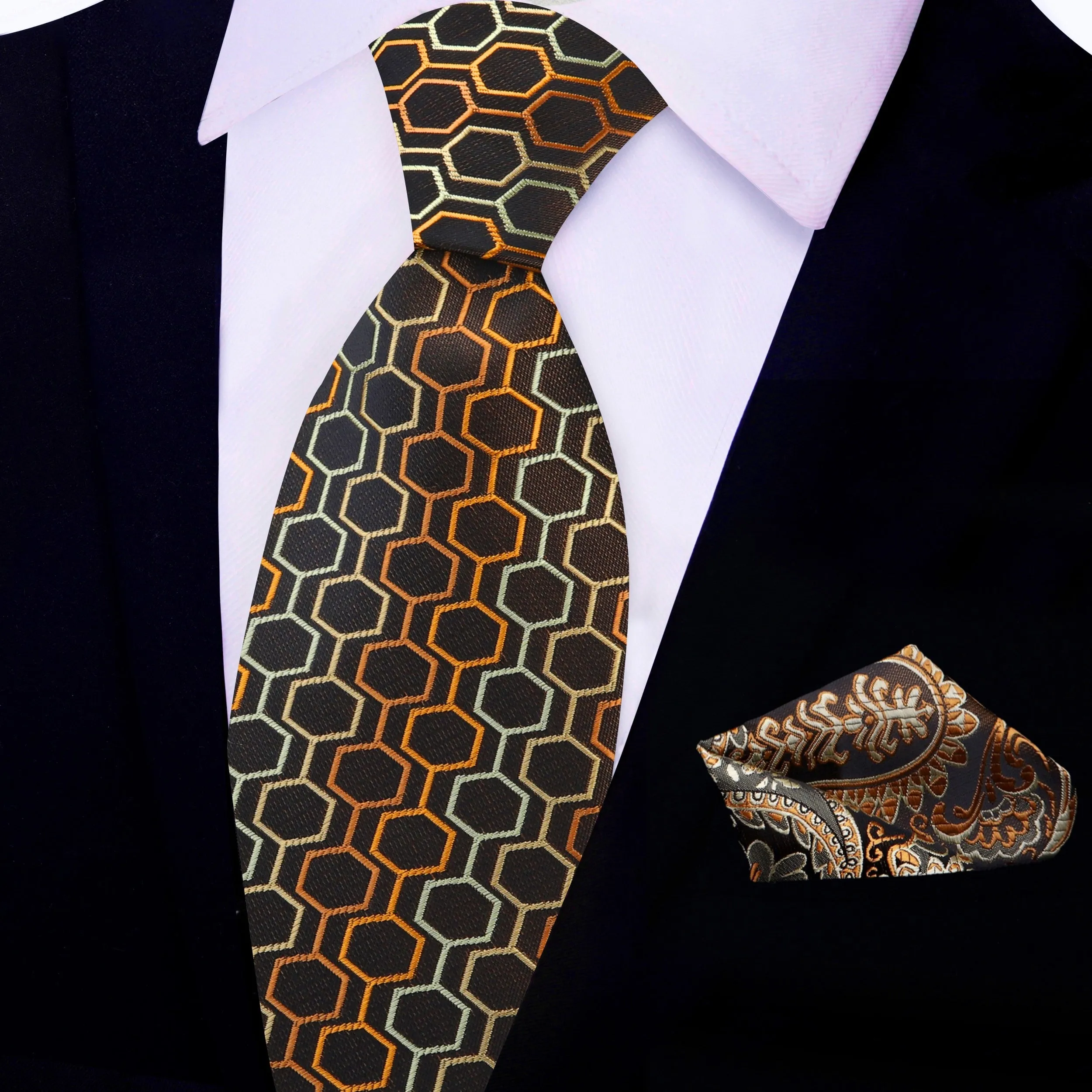 Brown 3D Geometric Necktie