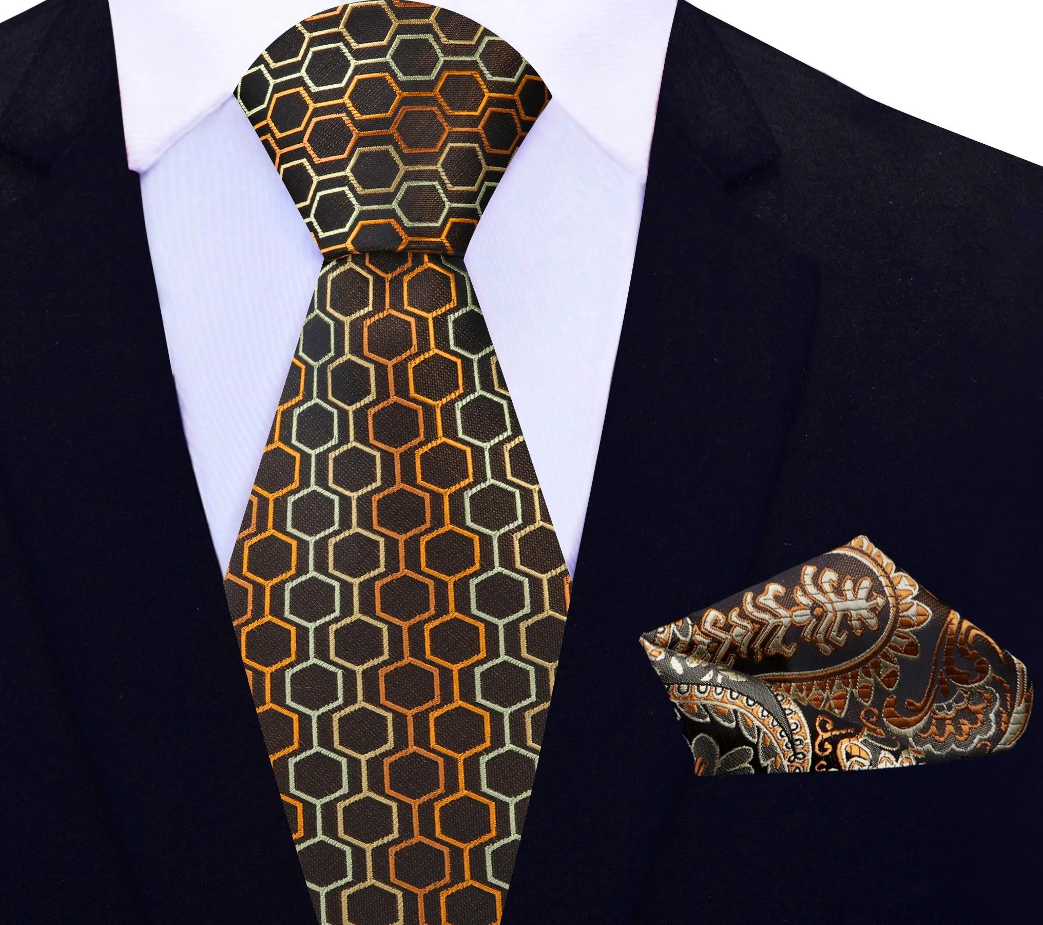 Brown 3D Geometric Necktie