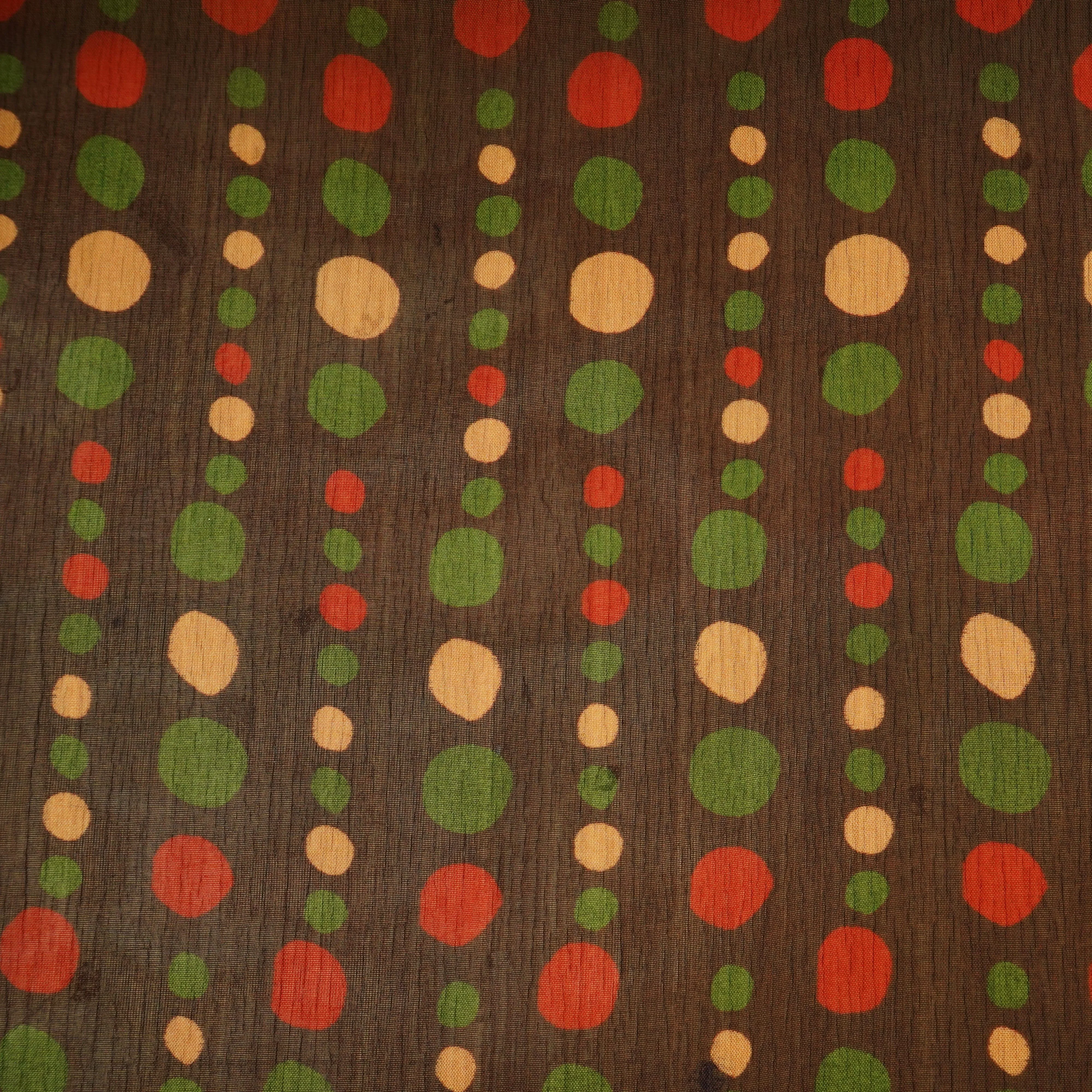 Brown Polka Dot Print Organza Fabric 20938