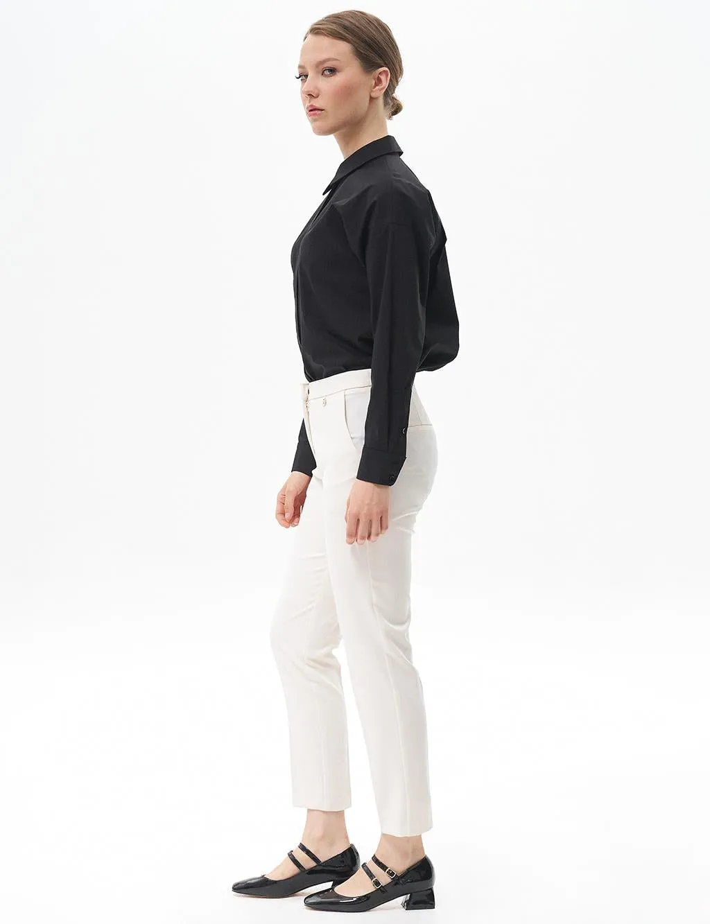 Carrot Cut Basic Trousers Ecru