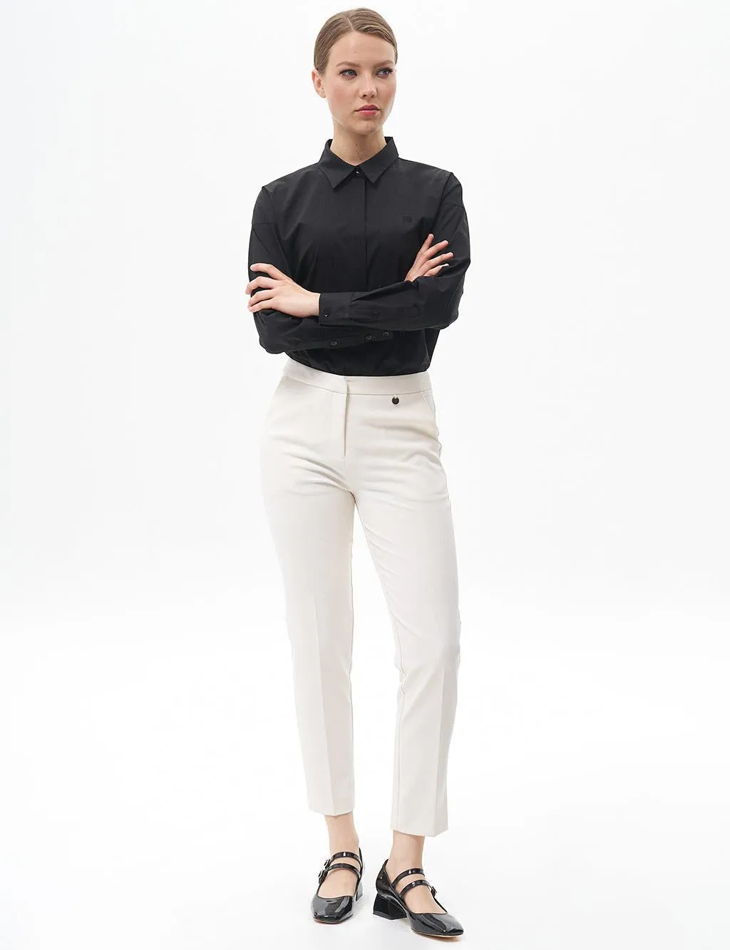 Carrot Cut Basic Trousers Ecru