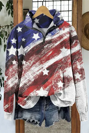 Chic Patriotic Day Print Sweatshirt