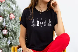 Christmas Tree Shirt - X-Mas T Shirt  - Family Matching Christmas - Fir Tress - Evergreen Scribble