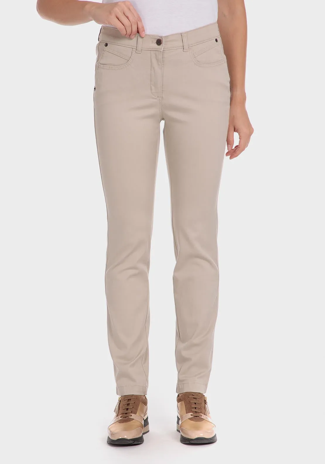 Cotton Trousers With Elastic - Brown