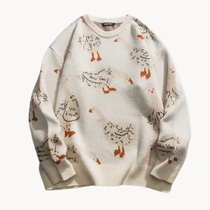 Cozy Goose Print Sweater