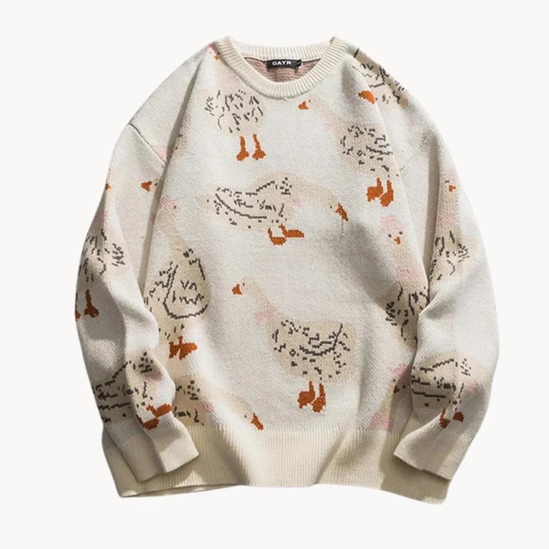 Cozy Goose Print Sweater