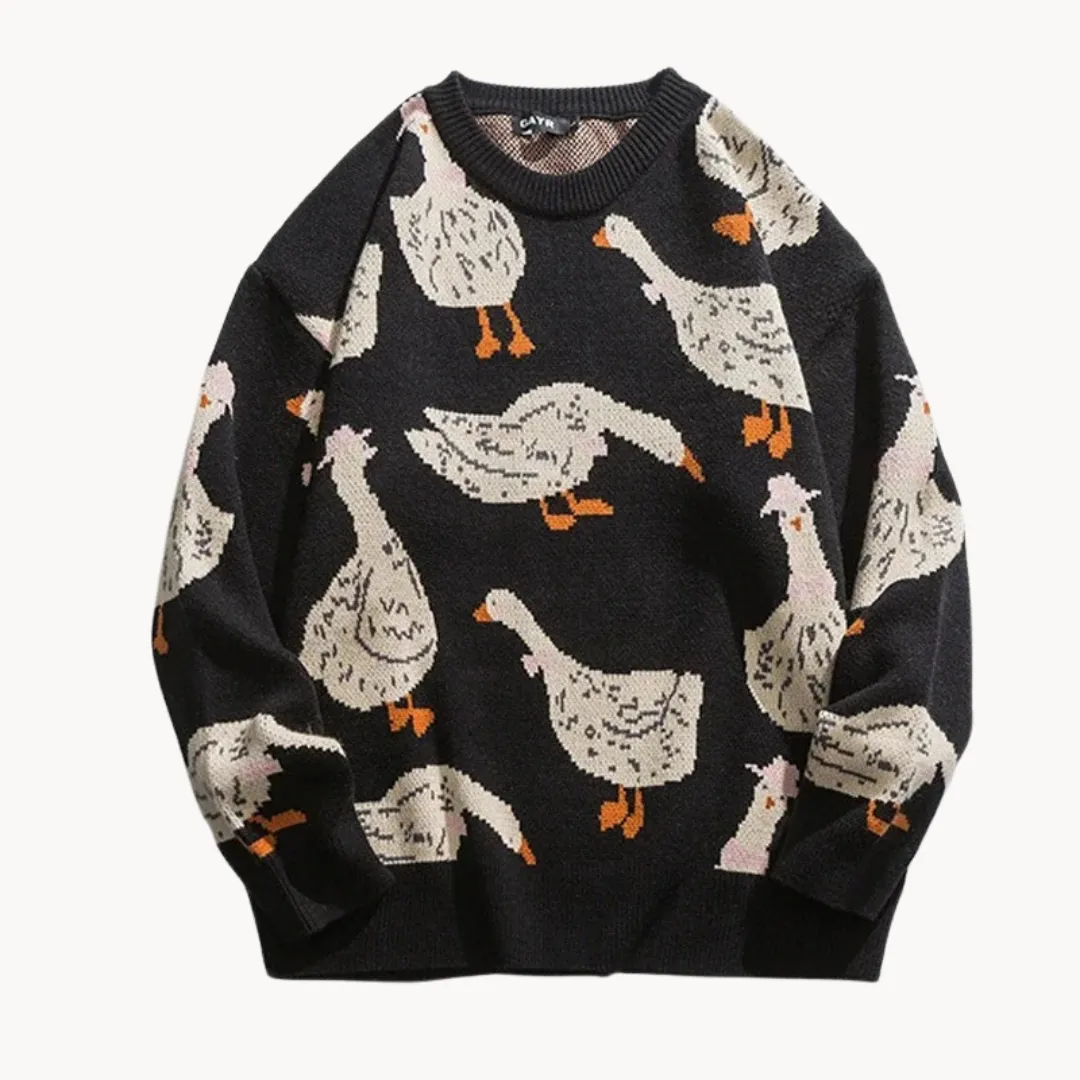 Cozy Goose Print Sweater