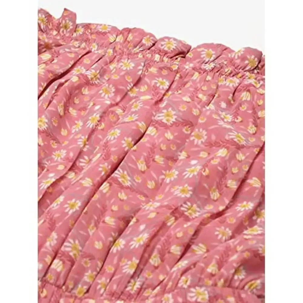Deewa Women's Polyester Floral Print Mini Dress(Pink)