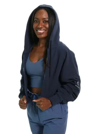 Denim Blue Zipper Up Hoodie