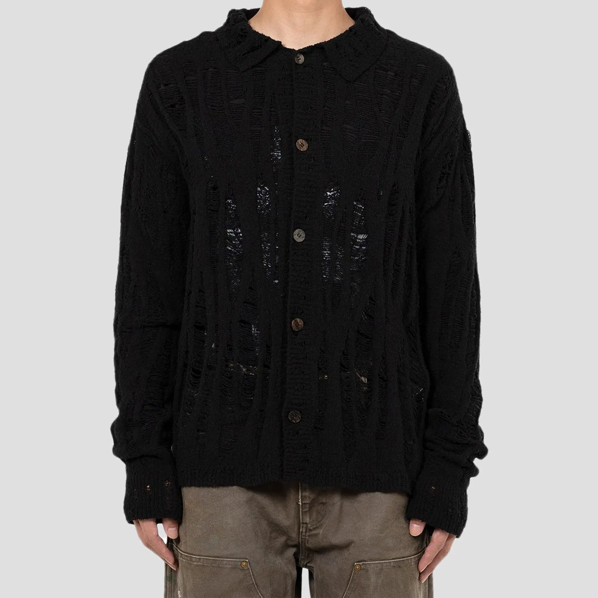 DISTRESSED KNIT CARDIGAN
