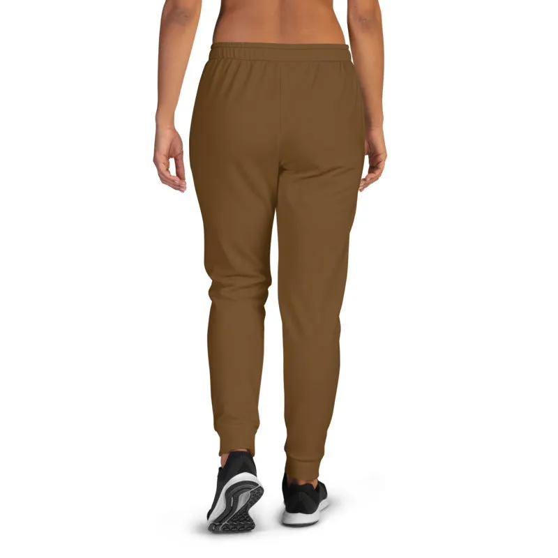 Earth Brown Women's Joggers, Solid Color Premium Slim Fit Soft Sweatpants-Made in EU