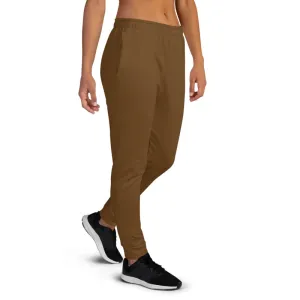 Earth Brown Women's Joggers, Solid Color Premium Slim Fit Soft Sweatpants-Made in EU