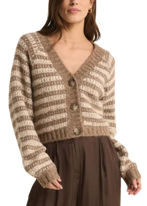 Este Metallic Stripe Cardigan