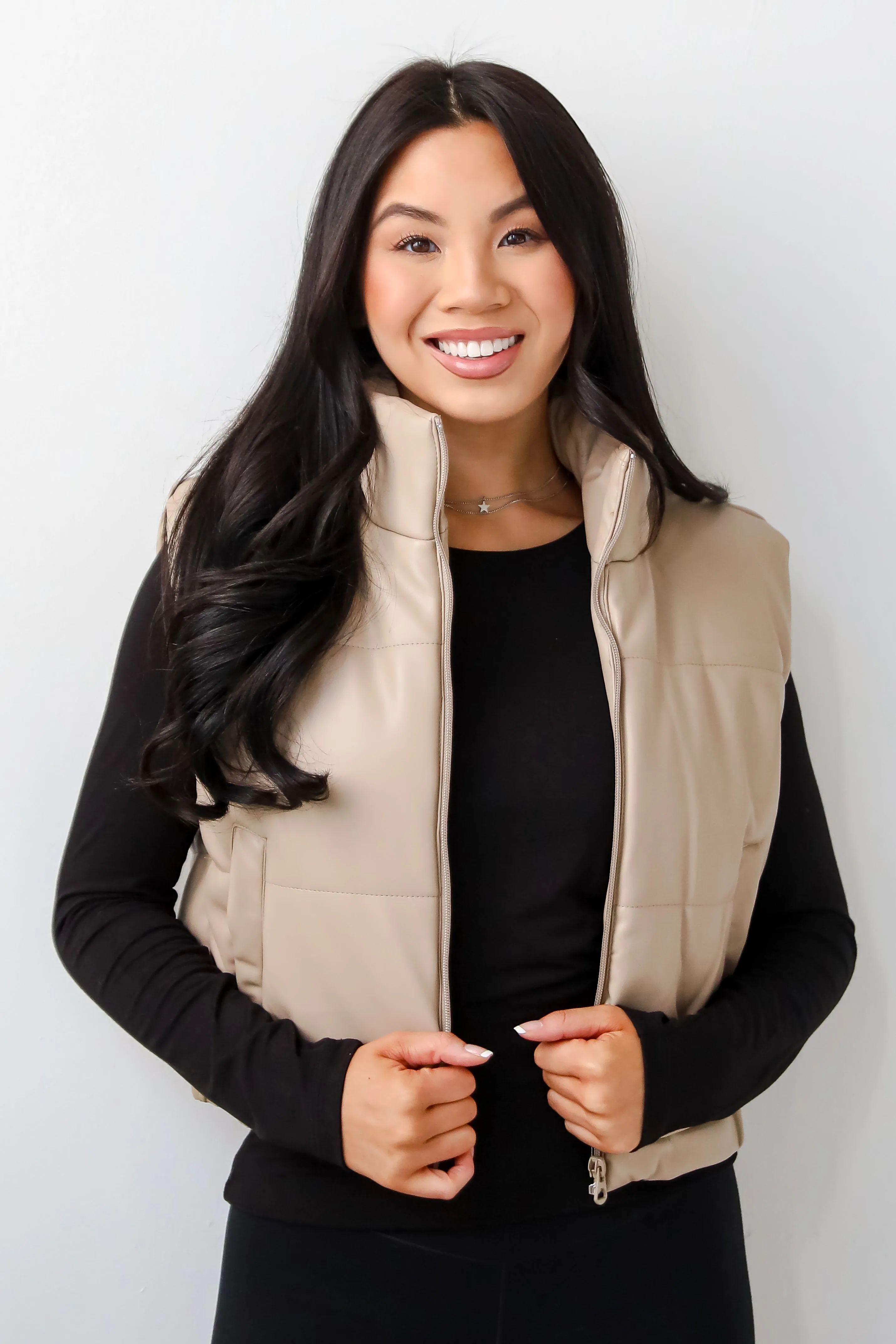 FINAL SALE - Seriously Chic Leather Puffer Vest - DOORBUSTER