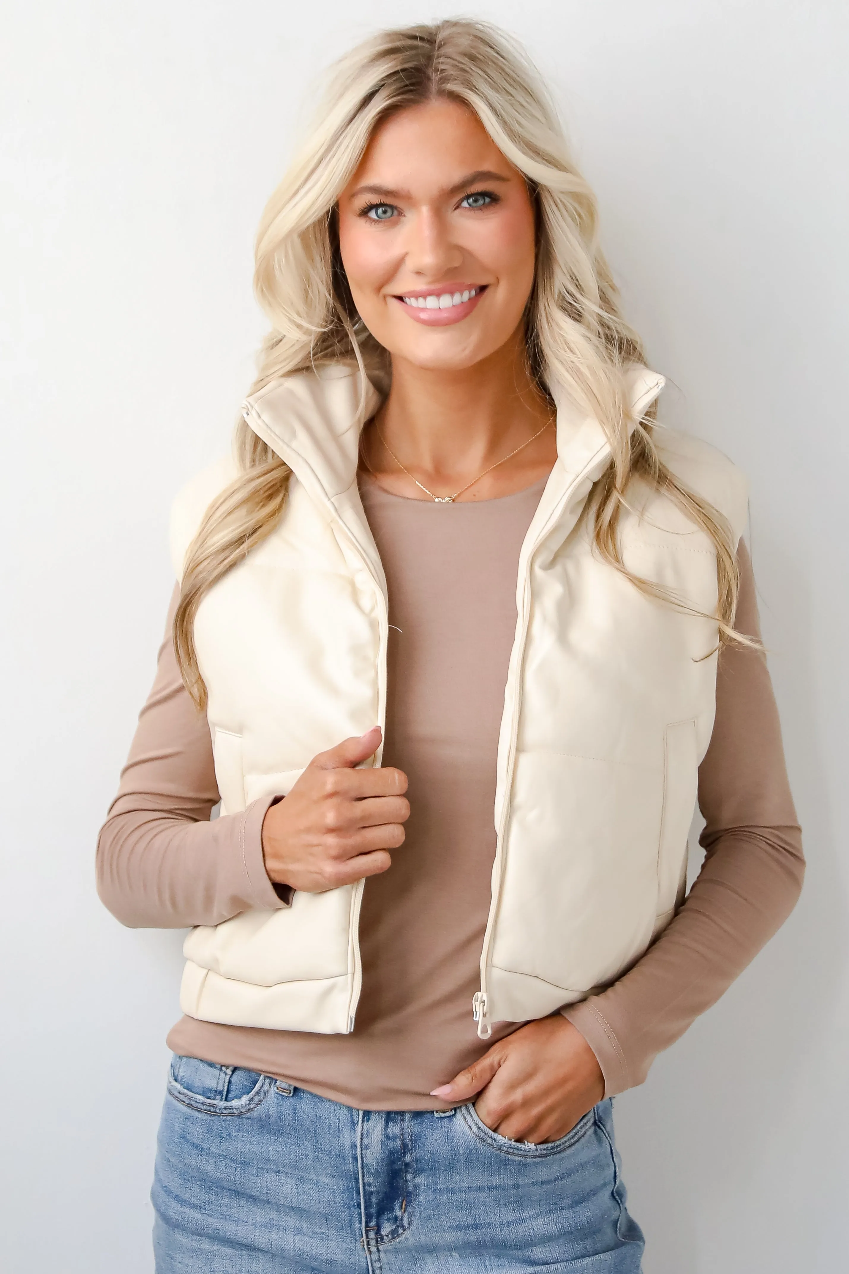 FINAL SALE - Seriously Chic Leather Puffer Vest - DOORBUSTER