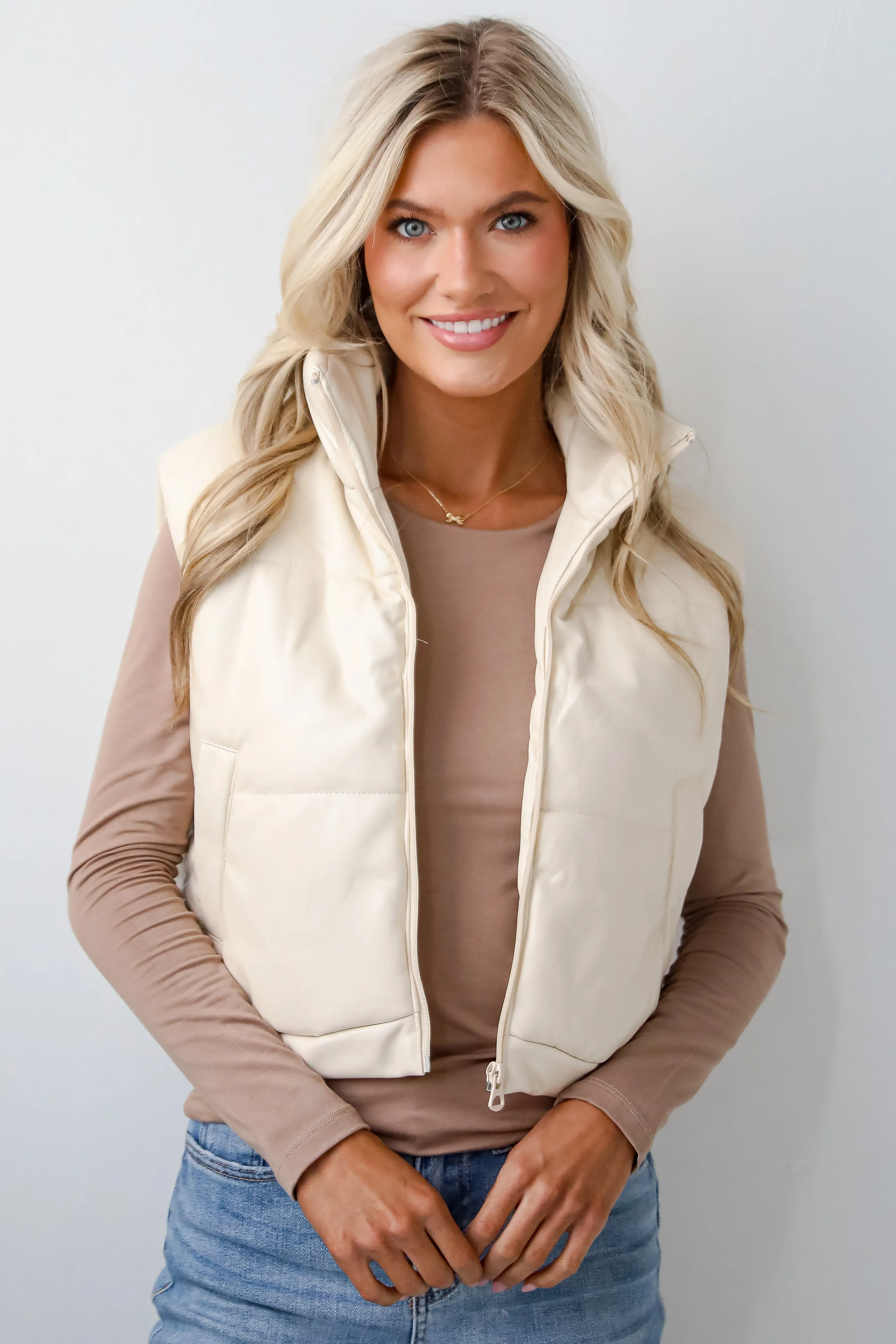 FINAL SALE - Seriously Chic Leather Puffer Vest - DOORBUSTER
