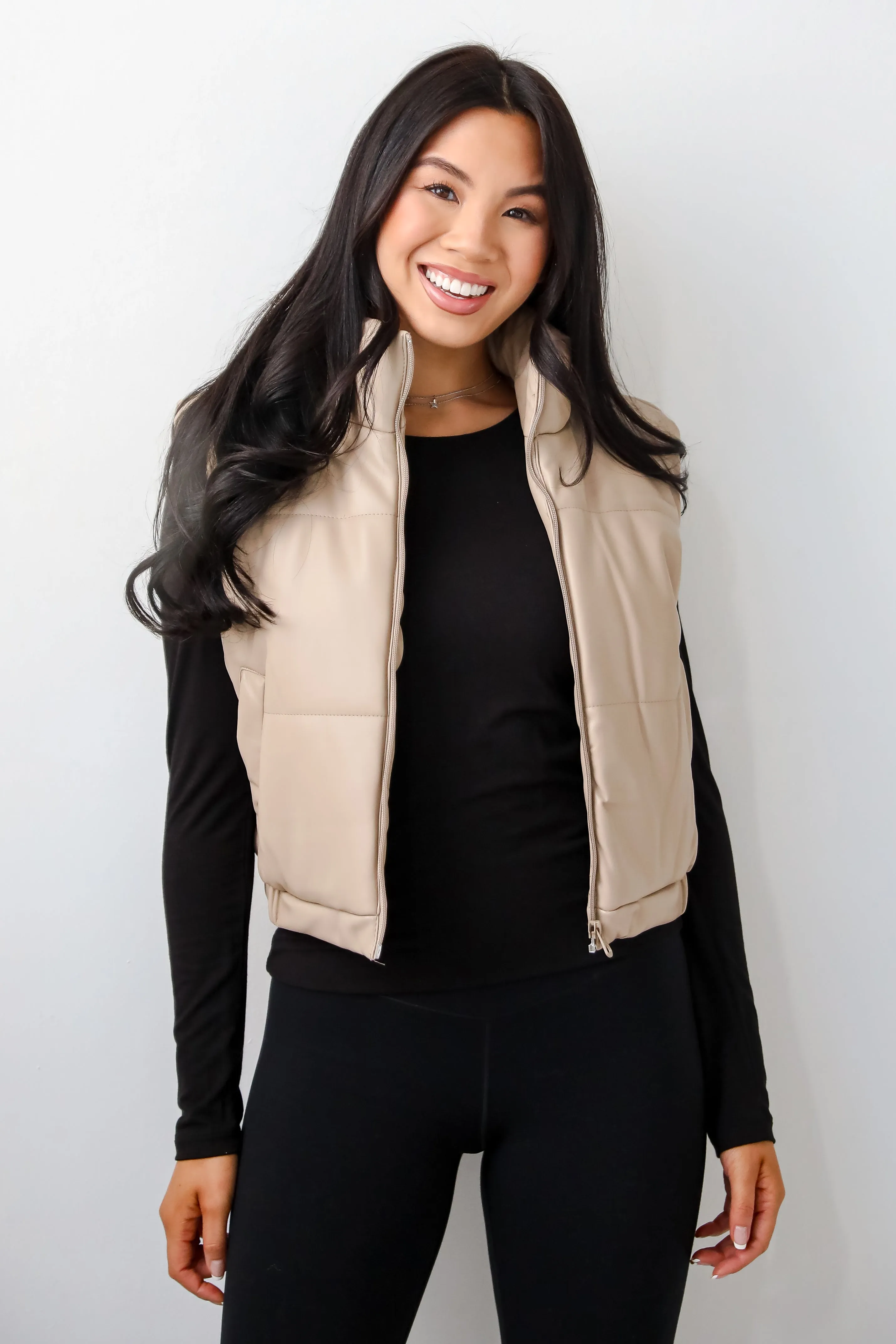 FINAL SALE - Seriously Chic Leather Puffer Vest - DOORBUSTER