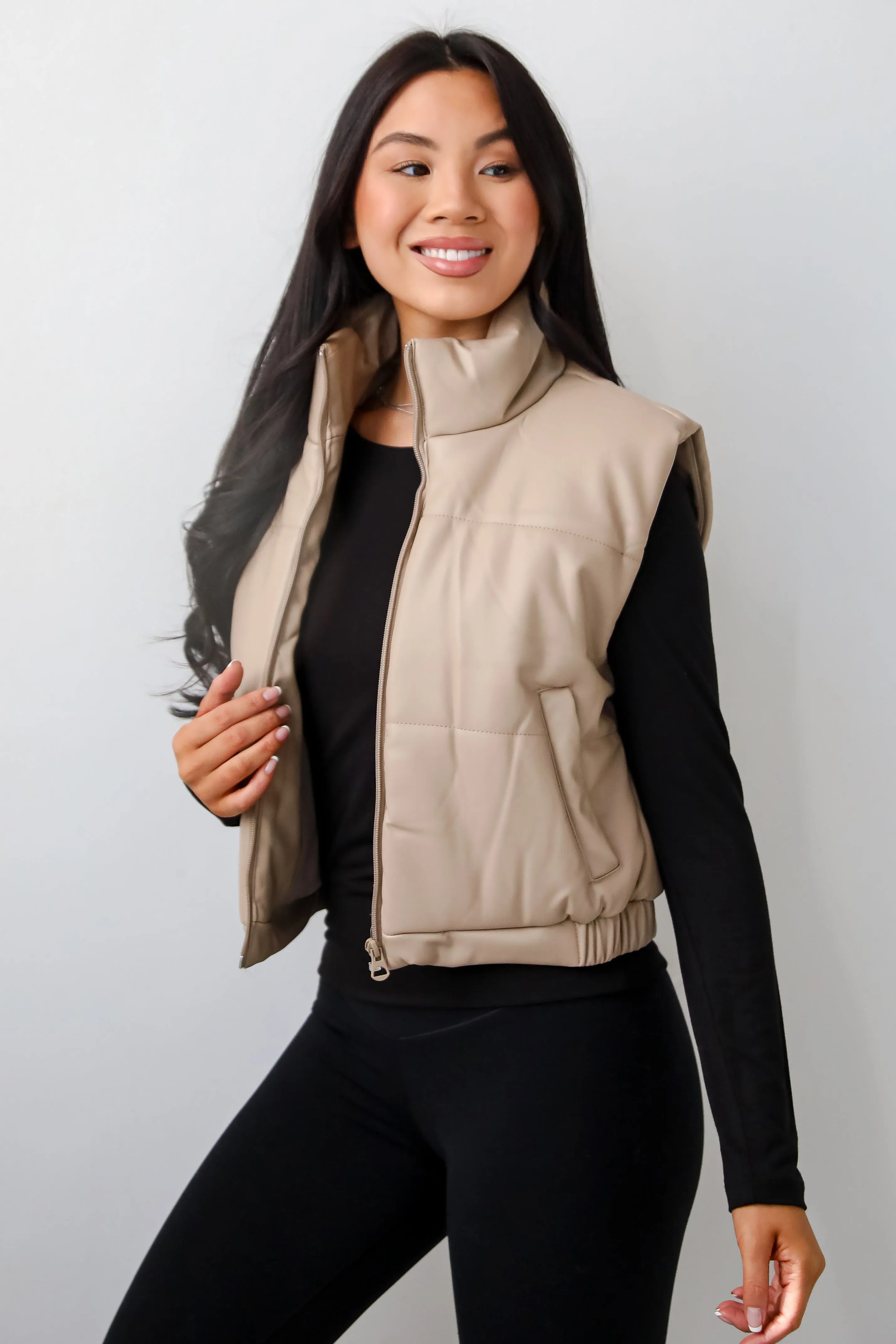 FINAL SALE - Seriously Chic Leather Puffer Vest - DOORBUSTER