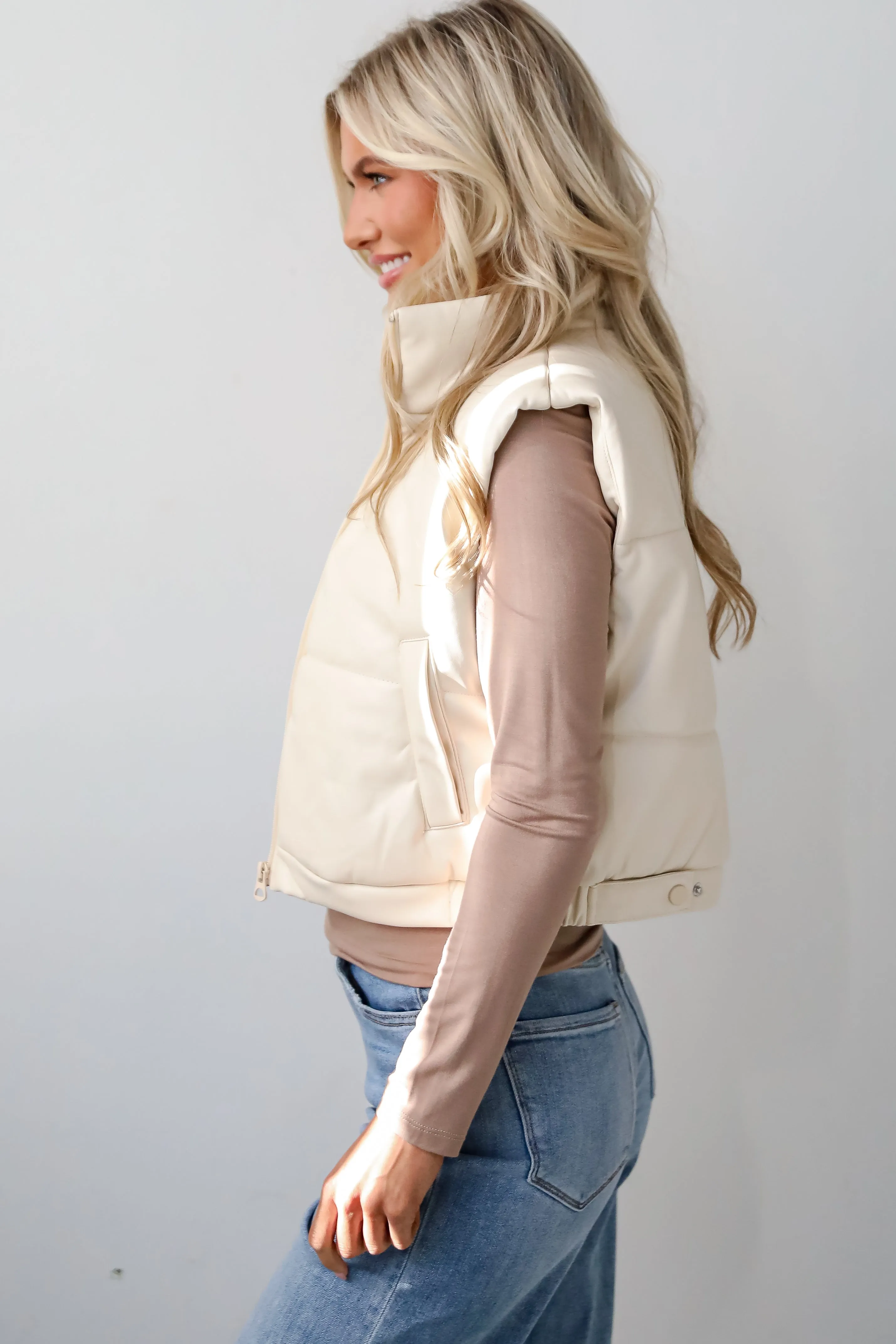 FINAL SALE - Seriously Chic Leather Puffer Vest - DOORBUSTER